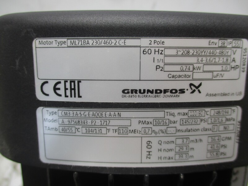 GUNDFOS ML71BA-E-C-CMS1B 440-480V 1.7-1.8A NSNP