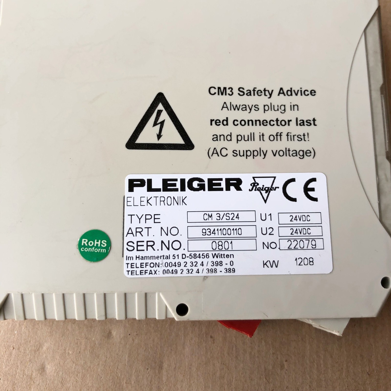 PLEIGER CM3/S24 CONTROL MODULE 9341100110