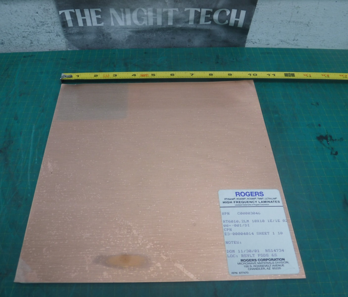 Rogers 6010.2 High Frequency Copper Laminate 10×10″ Sheet microwave board proto