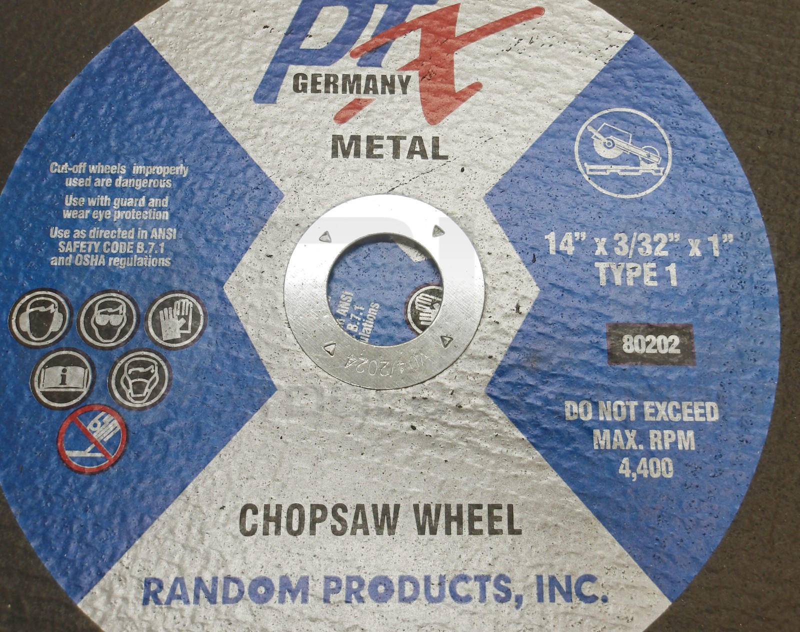 NEW BOX OF 8 RANDOM PRODUCTS INC 80202 CHOPSAW WHEEL 14″ X 3/32″ 1″