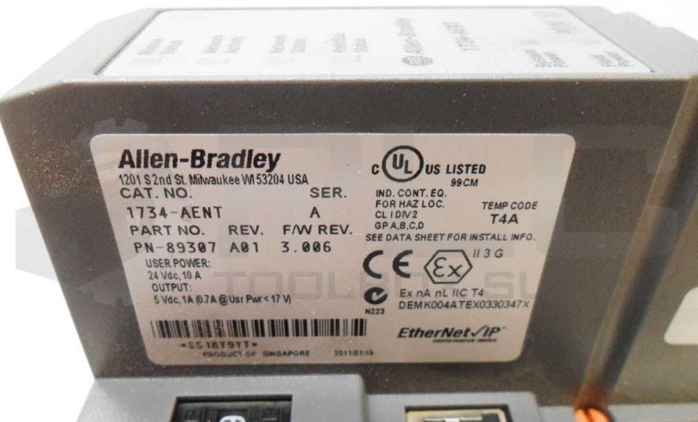 ALLEN BRADLEY 1734-AENT /A ETHERNET NETWORK ADAPTER 24VDC 10A