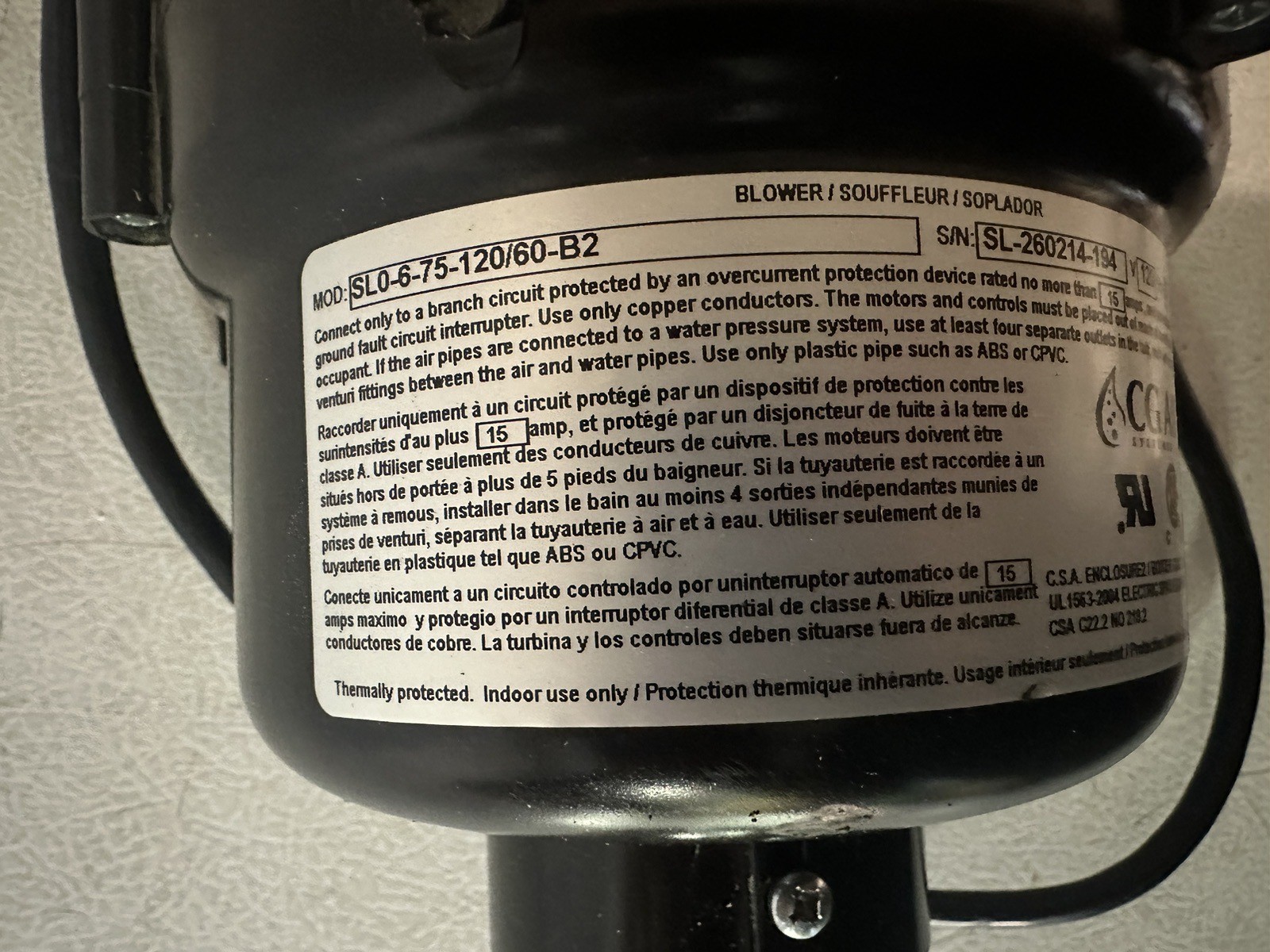 CG Air Systems SL06-75-120/60-B2 Blower-Used-See Desc, Ships Free-100% 2 Charity