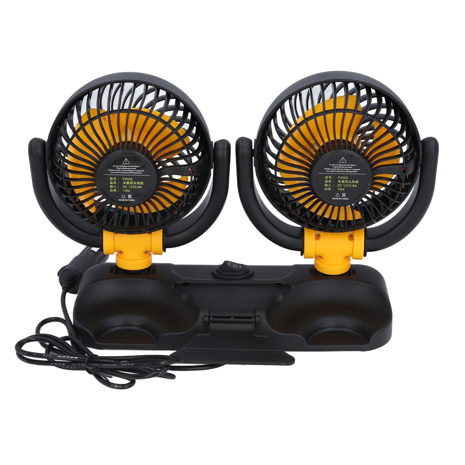 DC12V Dual Head Car Fan Adjustable 2 Speed 360° Rotation Dashboard Mount f3w2