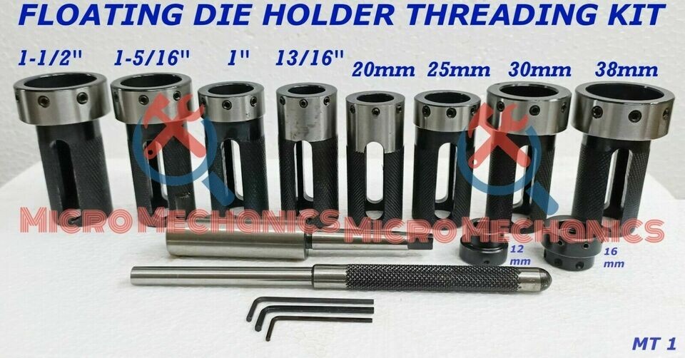 10x Die Holder Kit For Lathe Tailstock Morse Taper # 1 Sliding Action- Inch & MM