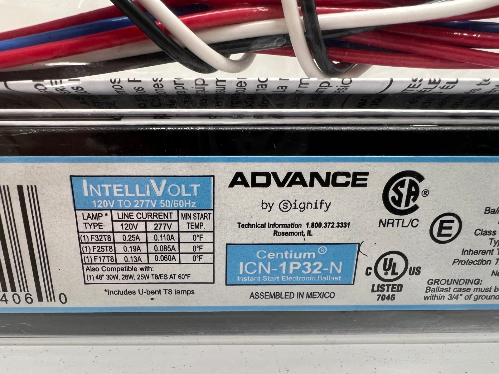 NEW OLD STOCK! ADVANCE 120-277V ELECTRONIC BALLAST ICN-1P32-N