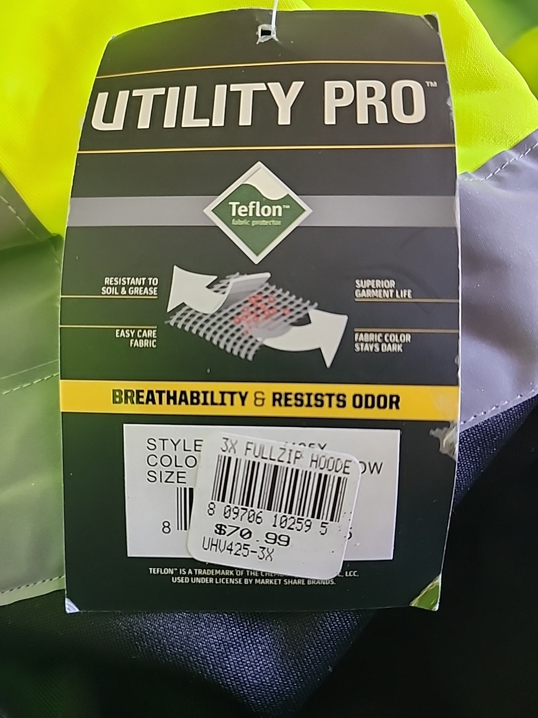 Utility Pro Sweatshirt, Ylw/Blk, Polymide, 3Xl,Uhv425-Blkylw Hi-Viz