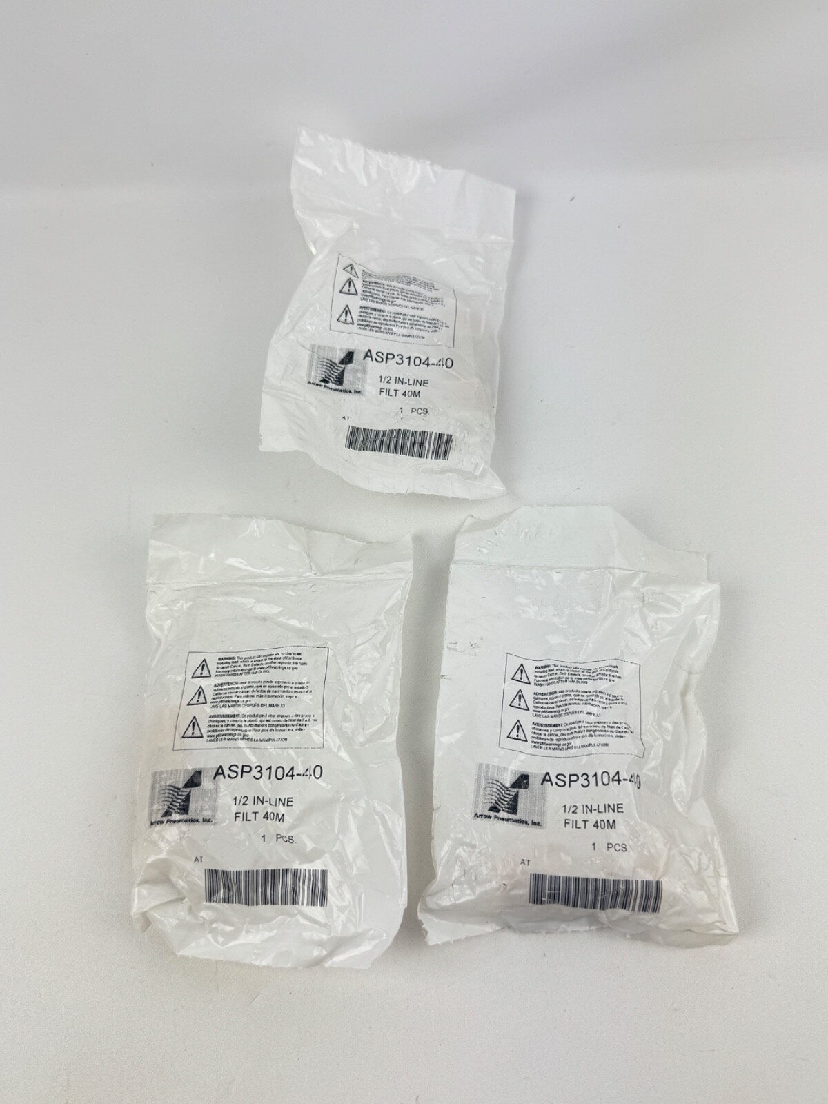 x(3) Arrow Pneumatics ASP3104-40 1/2″ In-Line Filter 40m