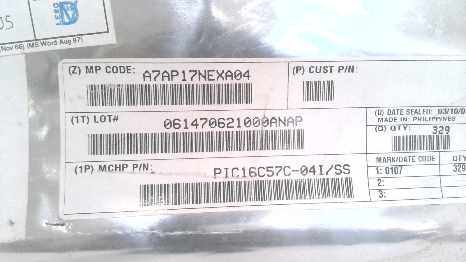MICROCHIP TECHNOLOGY INC. PIC16C57C-04I/SS MICROCHIP (LOT OF 6)