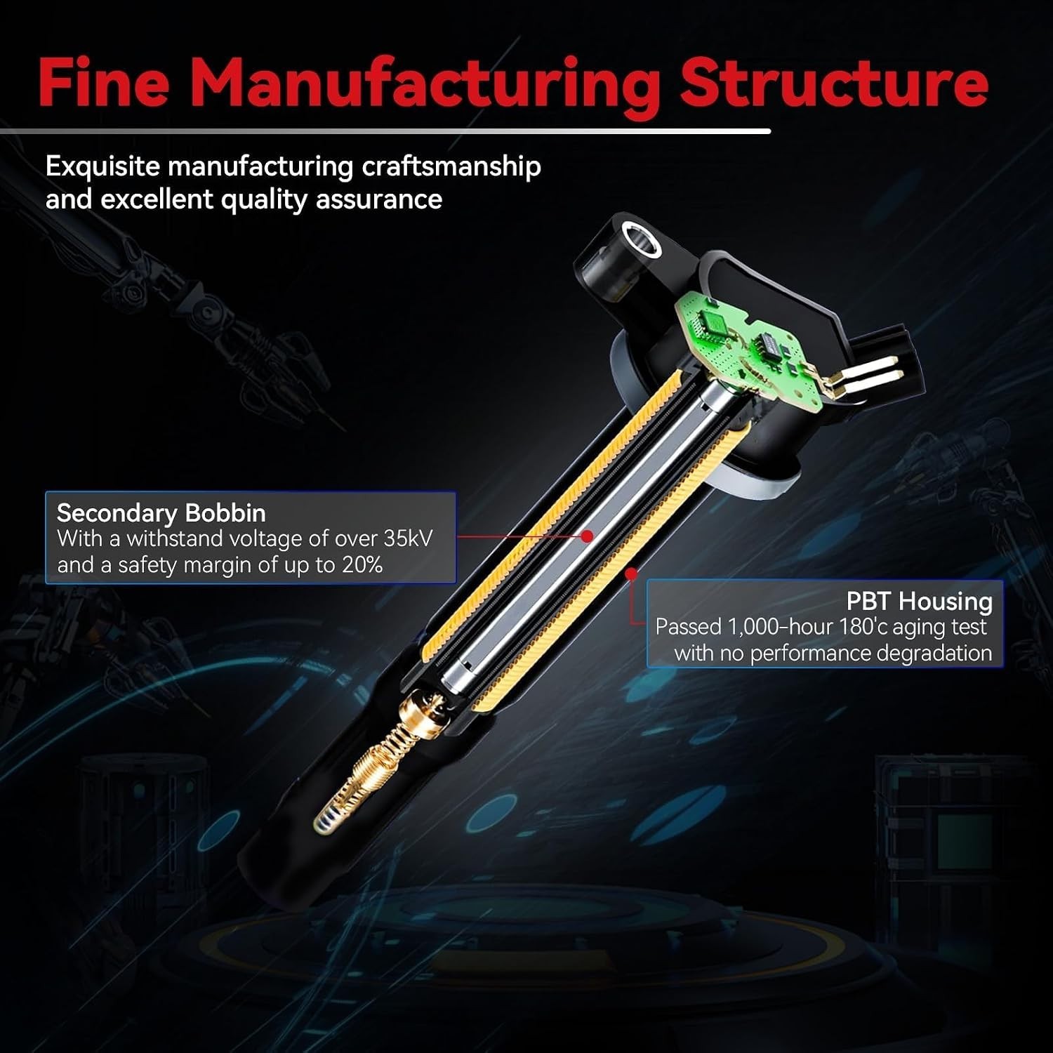 UF651 Ignition Coils & 9723 Iridium Spark Plugs Compatible with Hyundai Elantra