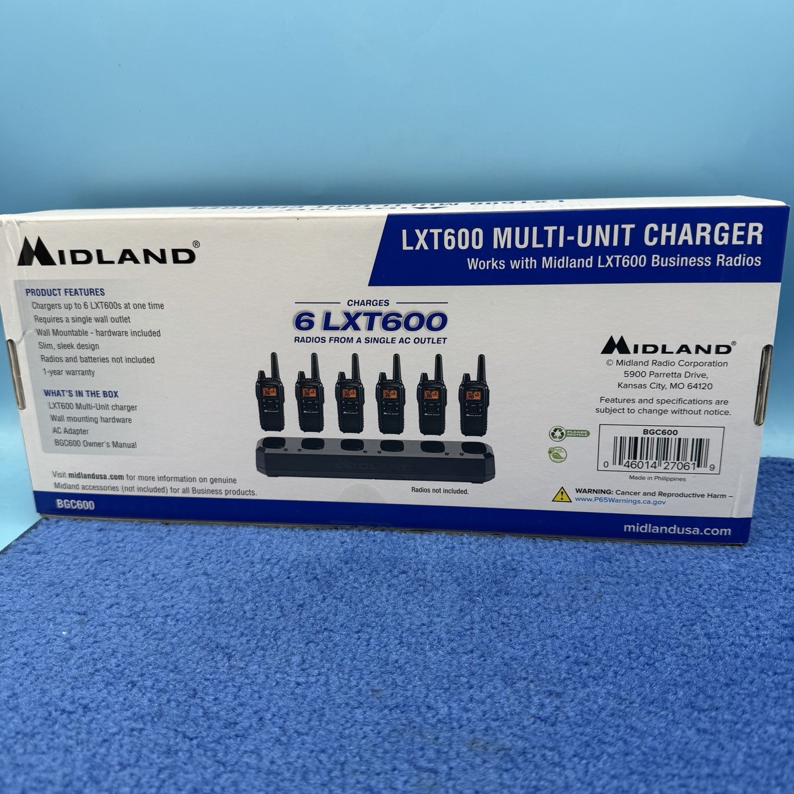 Midland Two-Way Business Radio Six-Slotted Desktop Charger – BGC600