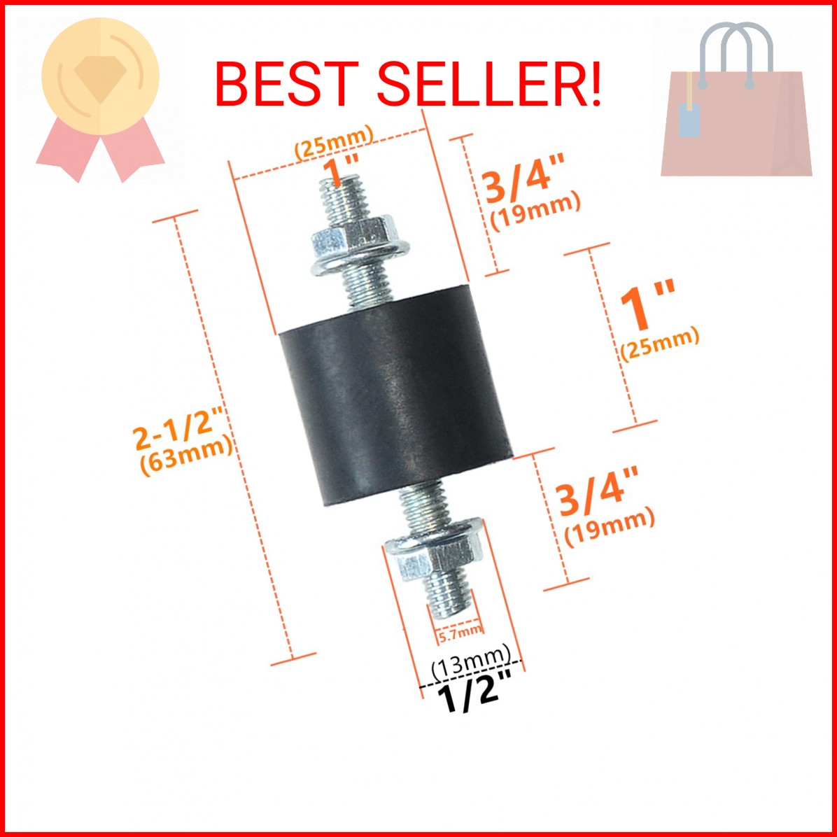 4pcs 25 x 25mm Rubber Mounts Rubber Vibration Isolator Mounts Shock Absorber wit