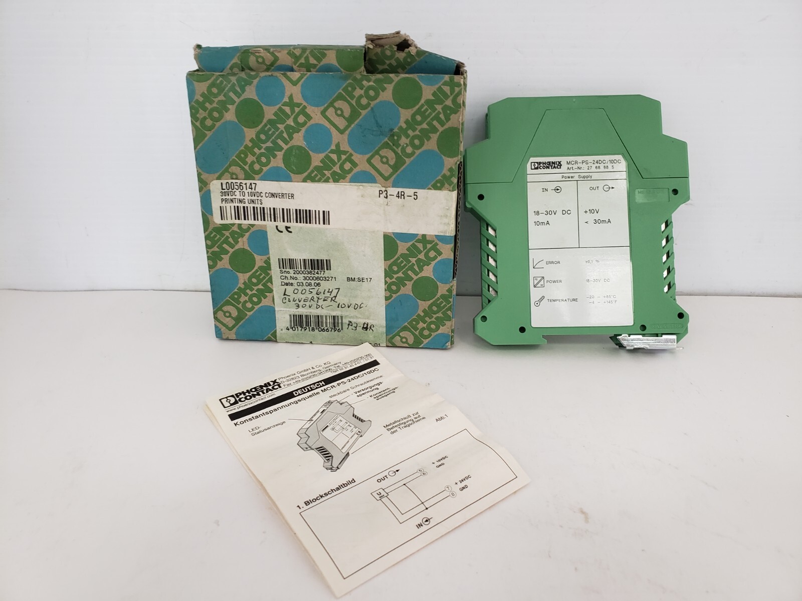 PHOENIX CONTACT MCR-PS-24DC/10DC POWER SUPPLY 18-30VDC 10V NIB