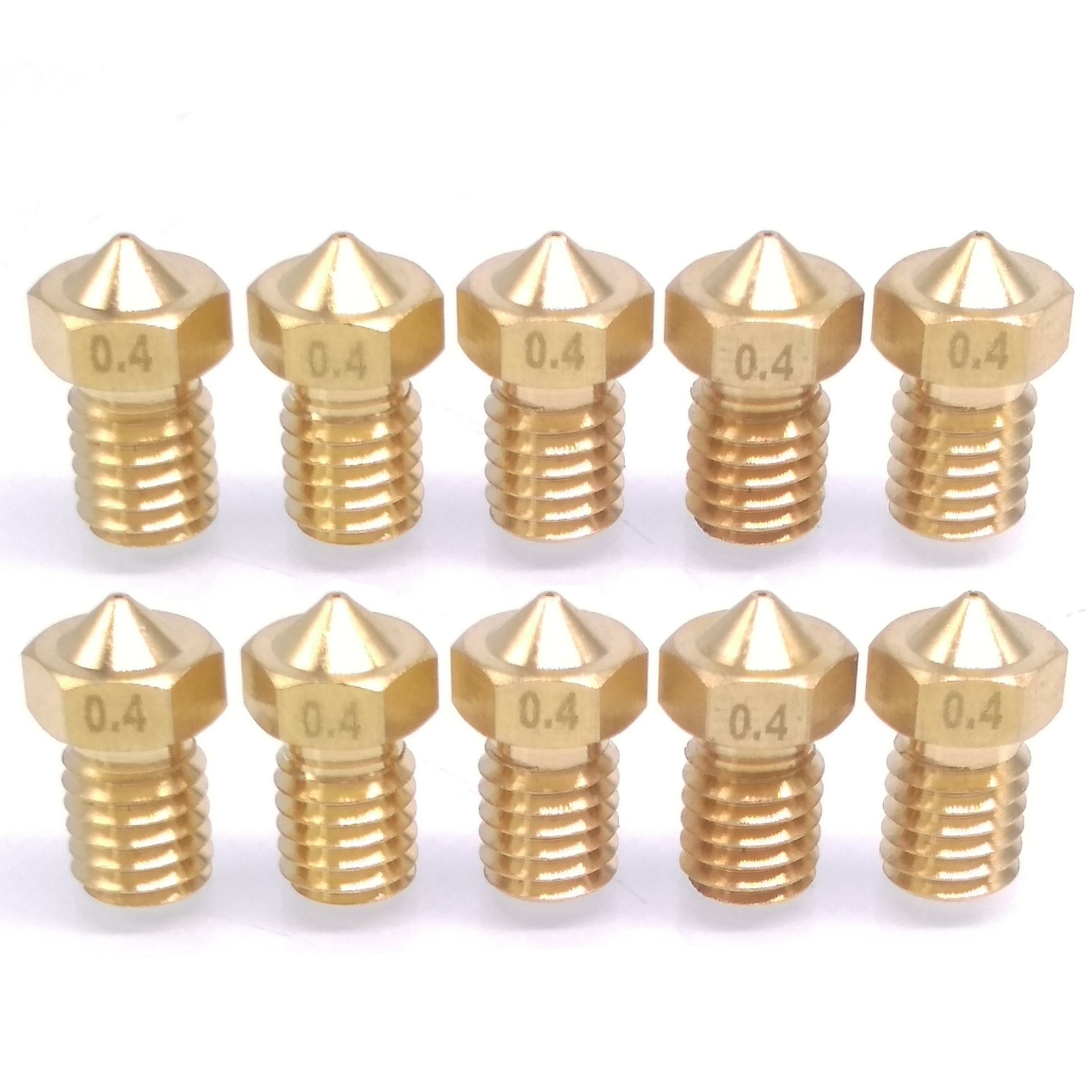 10pcs 3D Printer Extruder Brass Nozzle 0.4mm M6 Thread 1.75mm For E3D