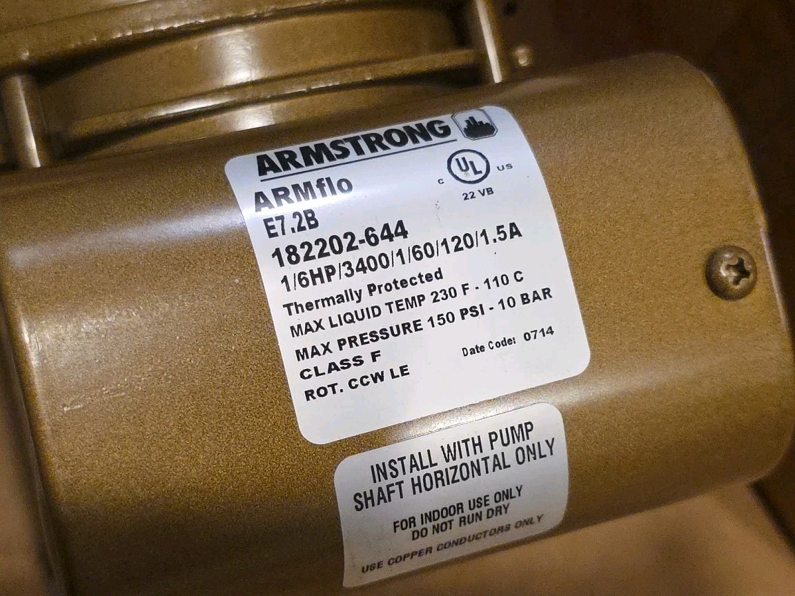 Armstrong 182202-644 1/6 HP Bronze Circulator Pump 120V