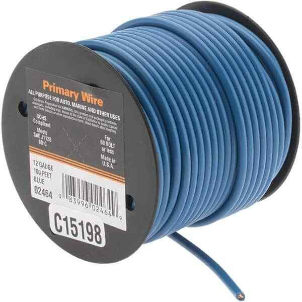 EastPenn C15198 12 AWG, 100′ OAL, Hook Up Wire Blue Vinyl Jacket