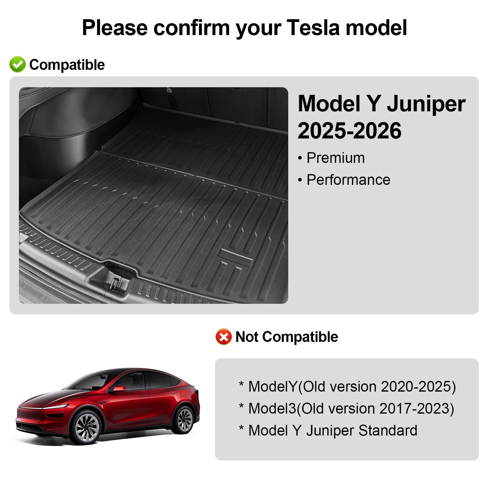 Trunk Mat for Tesla Model Y 2026 2025 (Juniper Compatible), All-Weather TPE R…