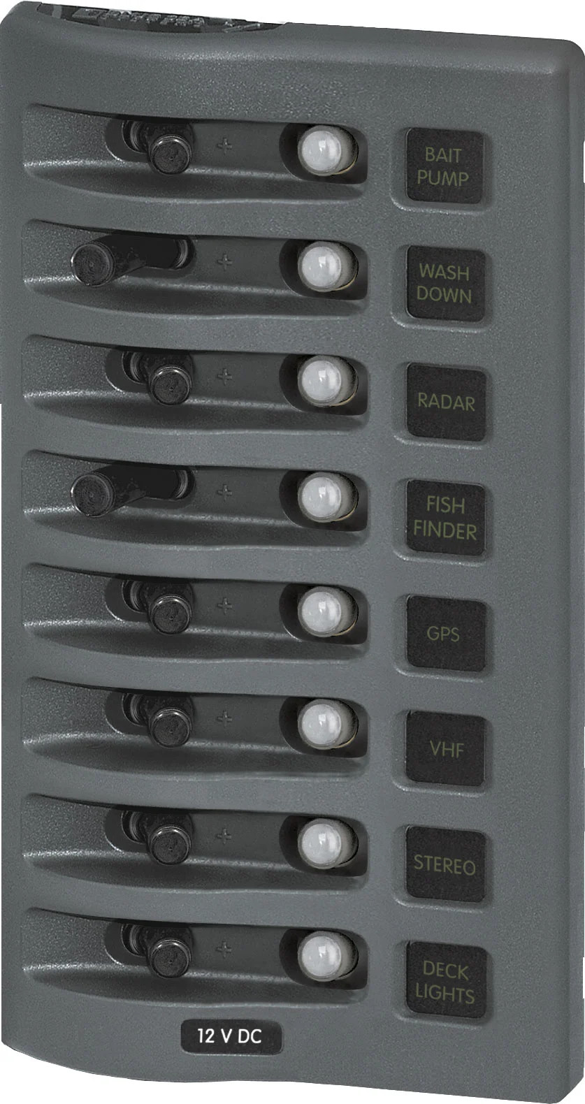 Blue Sea – 4378B-BSS Panel WD 12VDC CB 8 pos gray (1EA)
