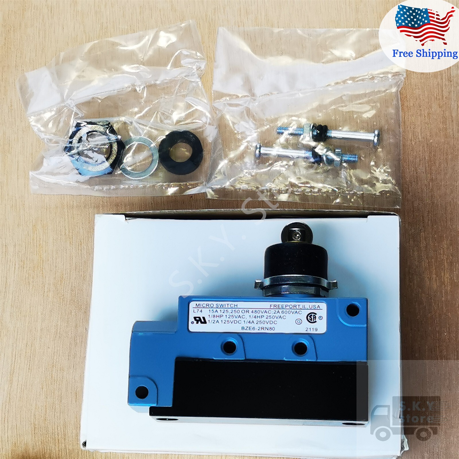 1 x NEW MICROSWITCH BZE6-2RN80 LIMIT SWITCH, for HONEYWELL BZE6 Series Switch