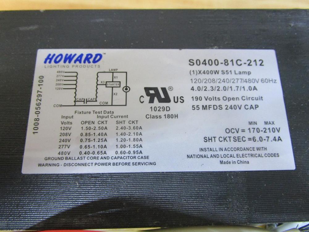 Howard Industries S-400-5T-CWA-K Ballast Assembly 070810