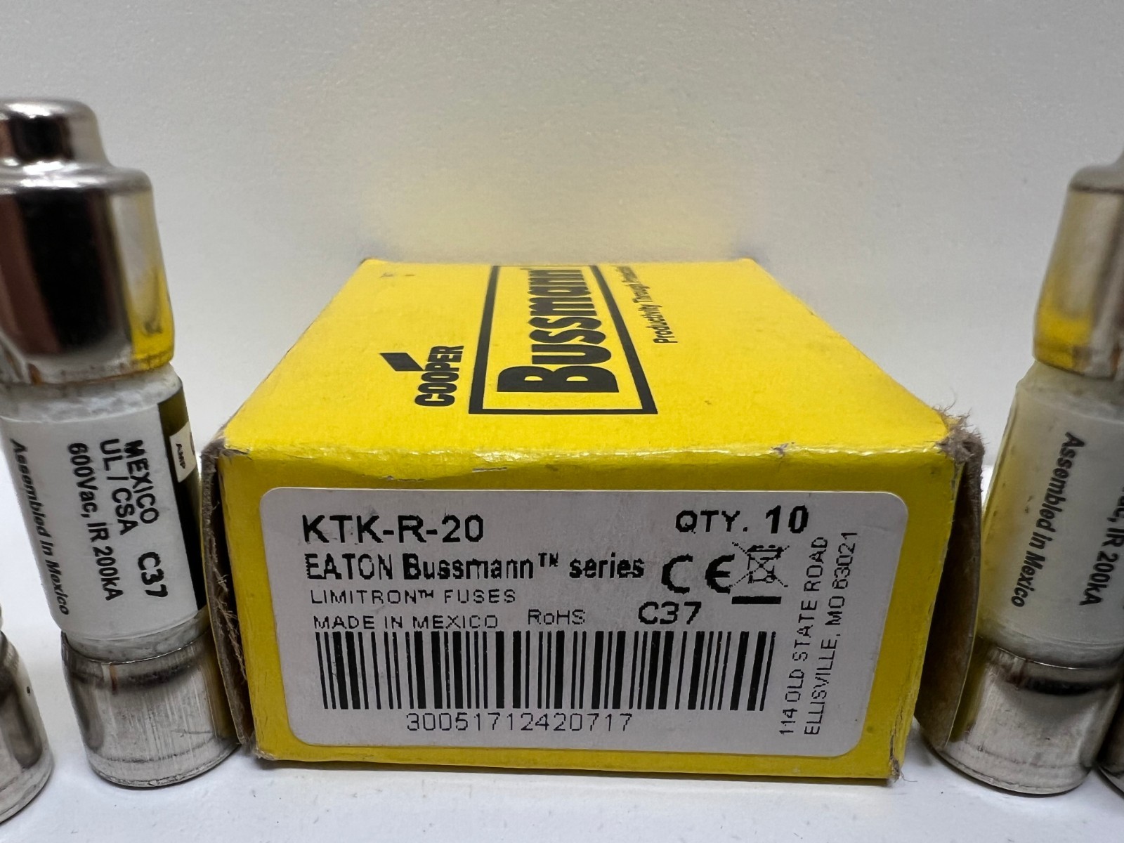 LOT OF (10) NEW IN BOX! EATON BUSSMANN 20A FAST-ACTING FUSES KTK-R-20
