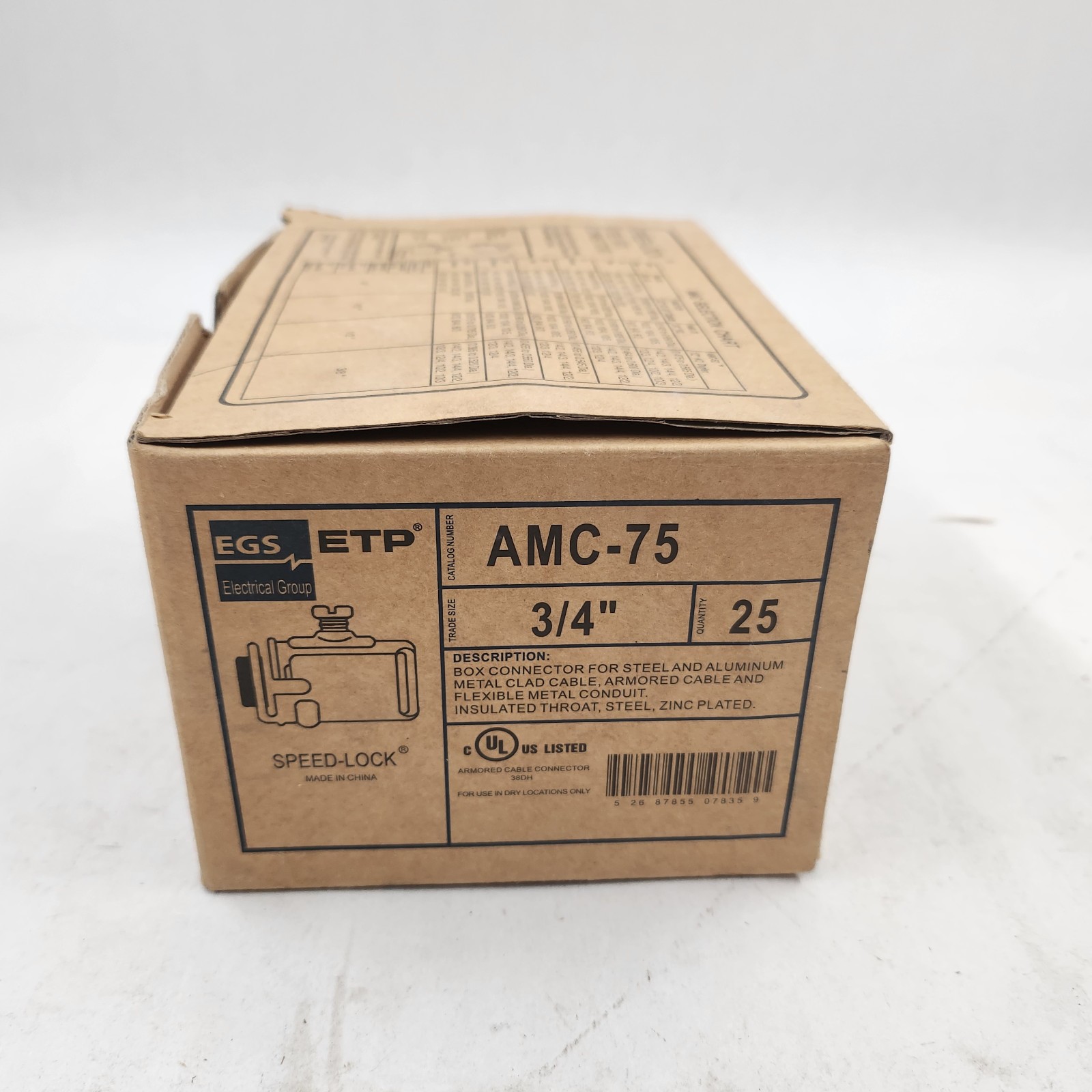 EGS Speed Lock Box Connector AMC-75 3/4″ *Box of 25* New Surplus