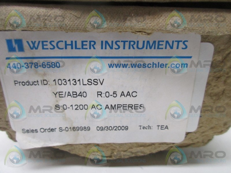 WESCHLER 103131LSSV PANEL METER 0-1200 AC AMPERES NSMP