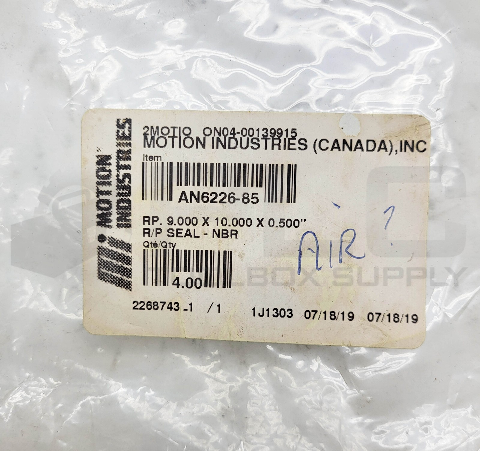 NEW PACK OF 2 MOTION INDUSTRIES AN6226-85 SEAL 9.000X10.000X0.500