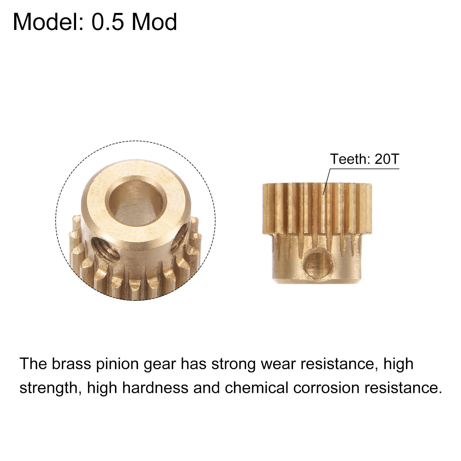 uxcell Pinion Gear Set Brass Motor Rack Straight Spur Gear with Step 0.5 Mod …