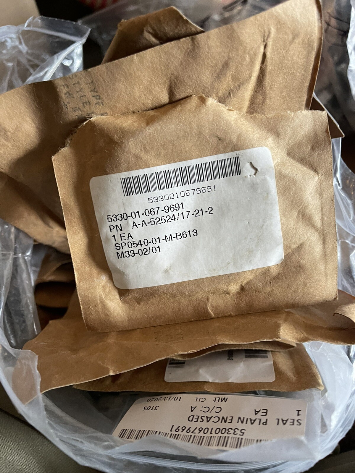 NOS Plain Seal AA52524/17A-21-2 MS51920-21-2 21101 5330-01-067-9691