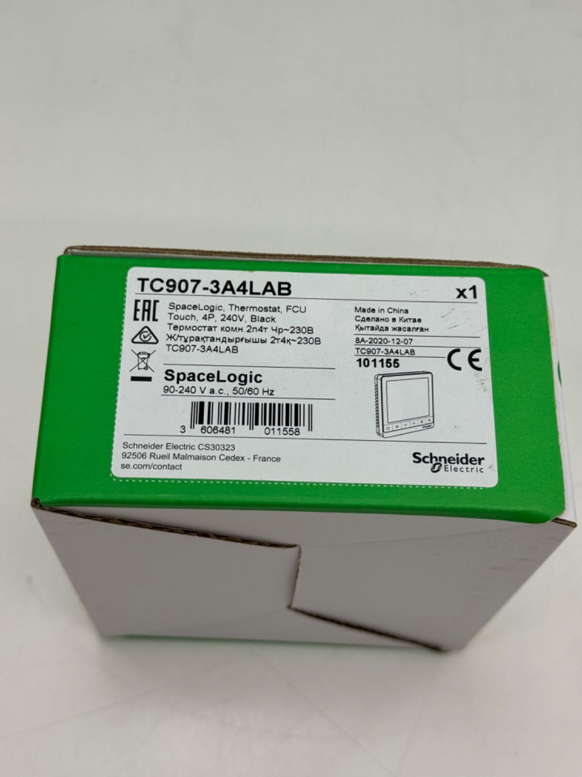 SCHNEIDER TC907-3A4LAB SPACELOGIC THERMOSTAT FCU TOUCH 4P 240V BLACK