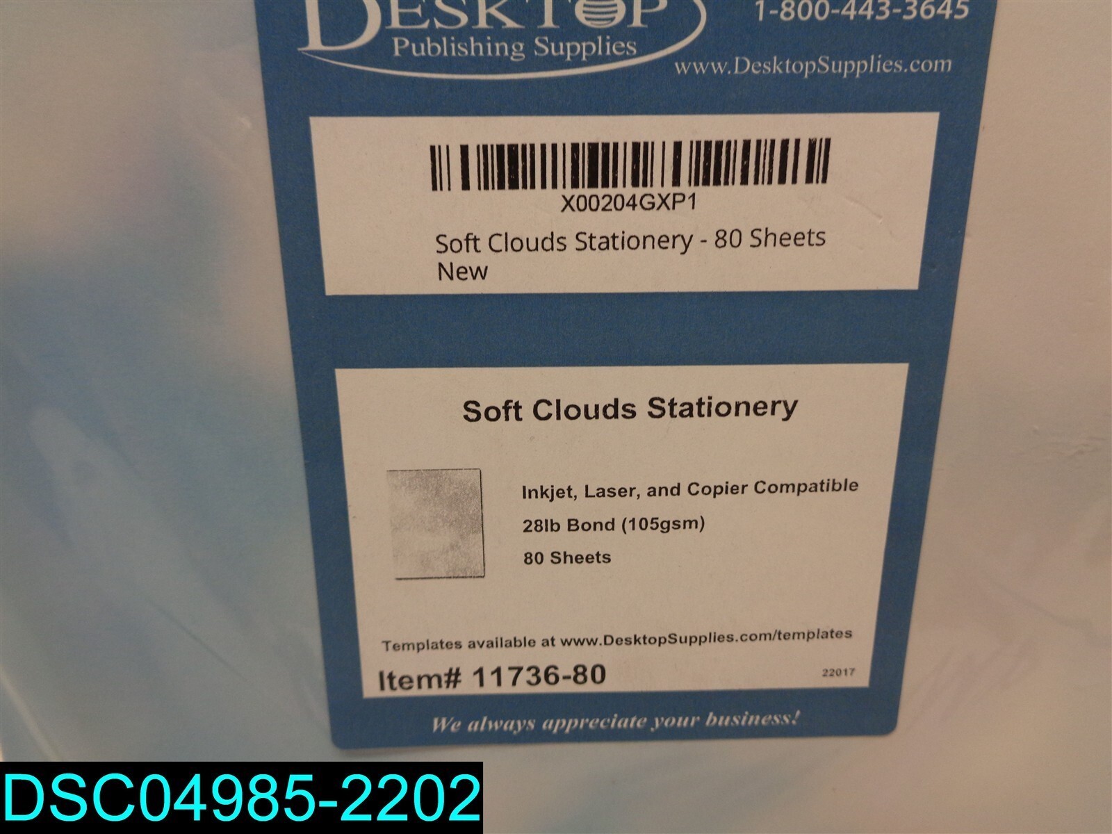 QTY=800 (10PK OF 80) Lighthouse & Soft Clouds Stationery Paper 11736-80/11745-80