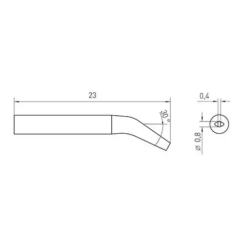 Weller RTM 008 S X (T0054460599N) RT Micro Tip, Chisel Bent 30°, 0.8mm