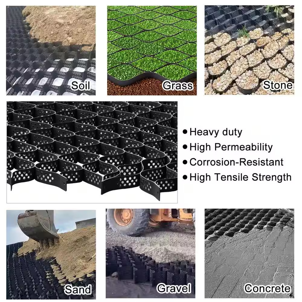 6.5 Ft. X 33 Ft. X 2 In. Plastic Ground Geo Grid Erosion Control Geocell for Gen