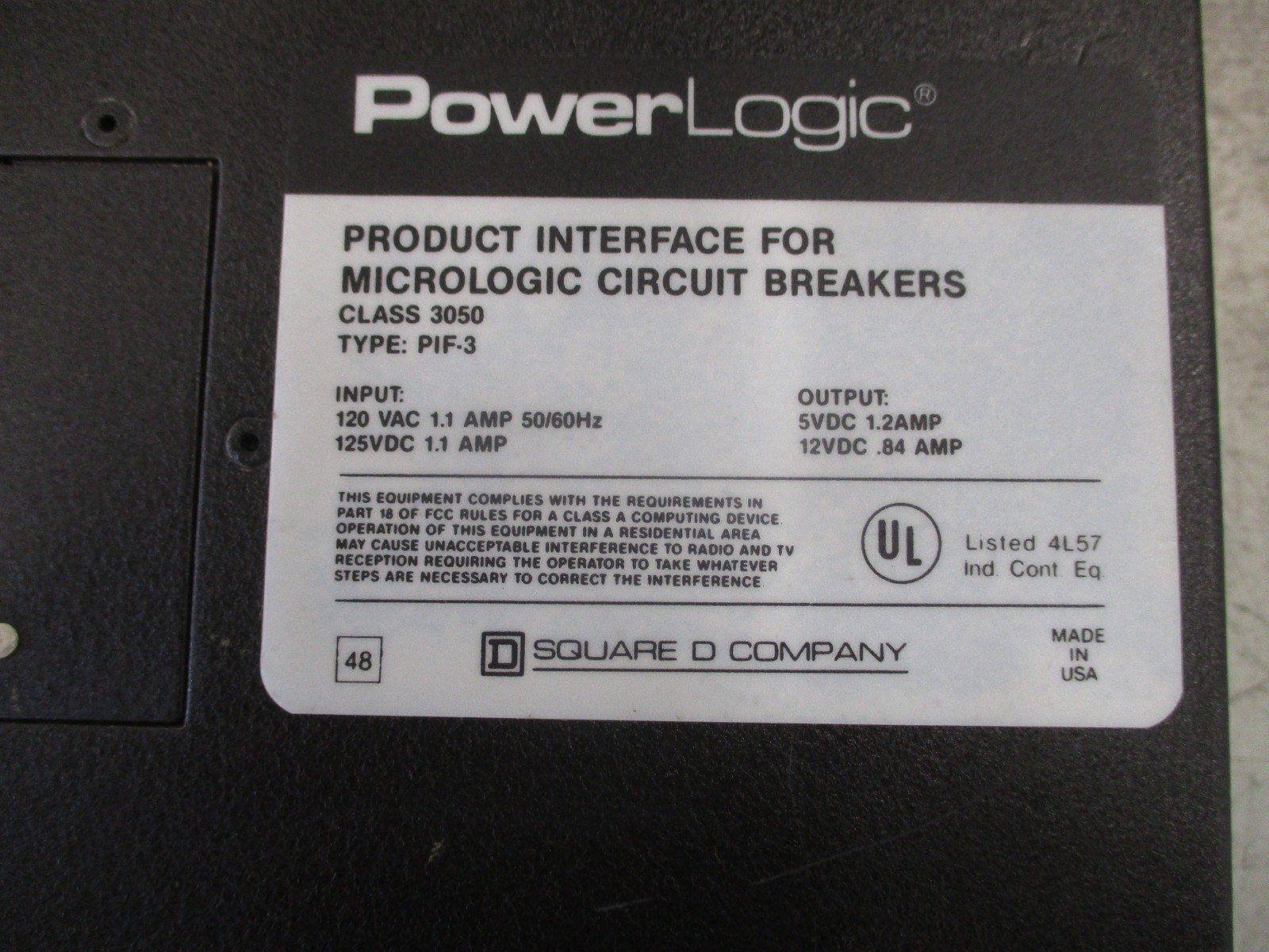 Square D PowerLogic Product Interface 3050 PIF-3 Ser. B1 Rev. V16