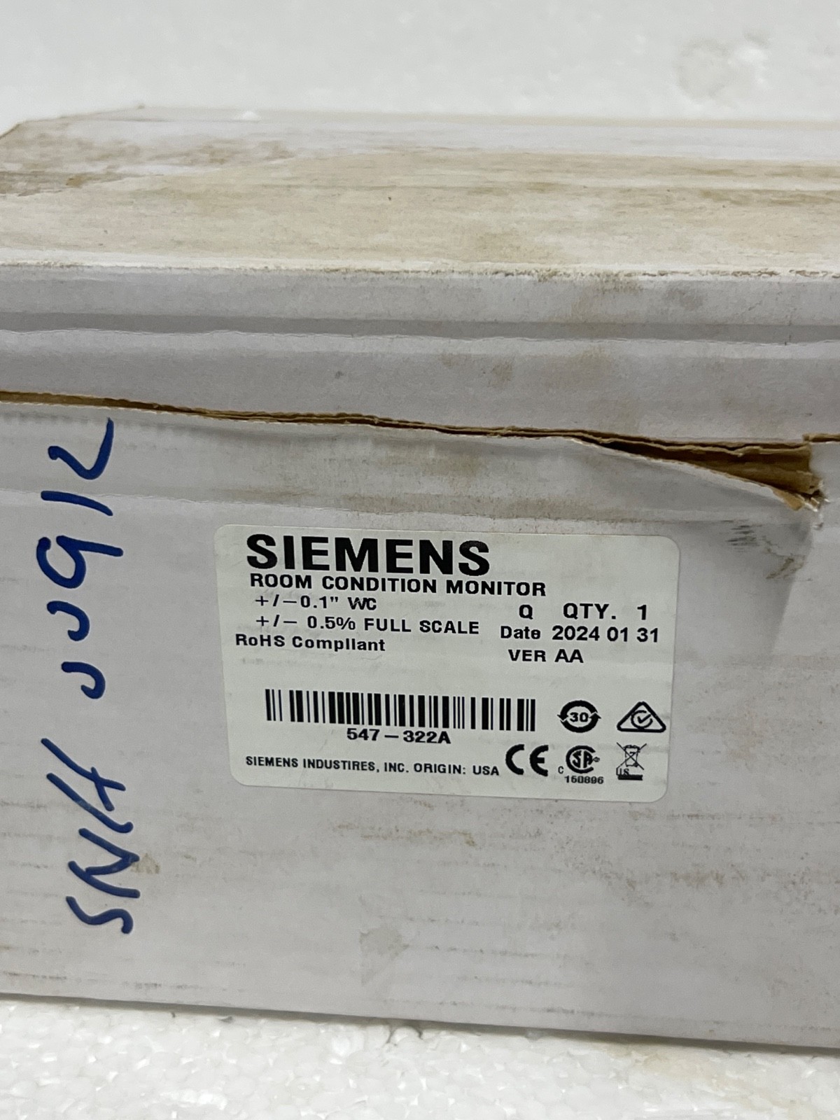Siemens 547-322A Room Condition Monitor