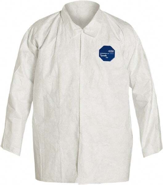 50 Pack Dupont Size L White Tyvex Long Sleeve Shirt 38-1/4 to 41-3/4″ Chest