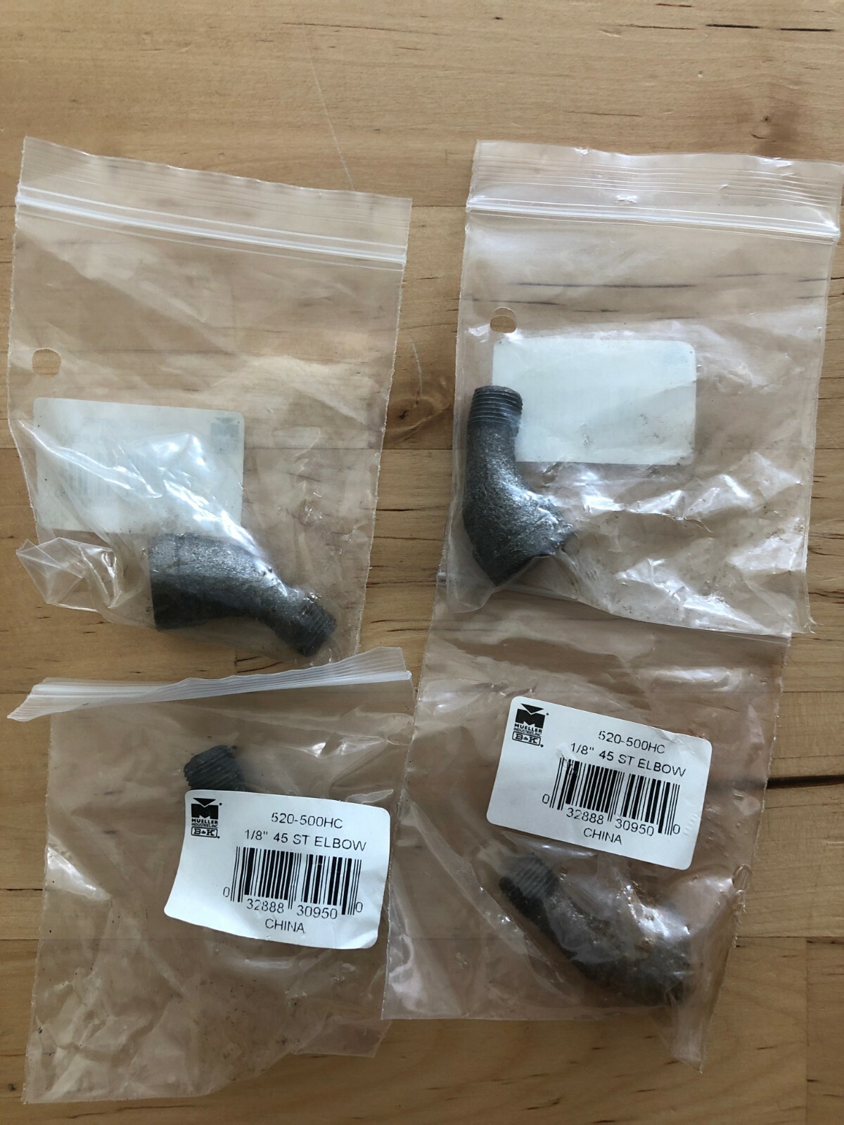 Lot of 5 B&K Mueller Size 1/8″, Class 150, Malleable Iron Black Pipe