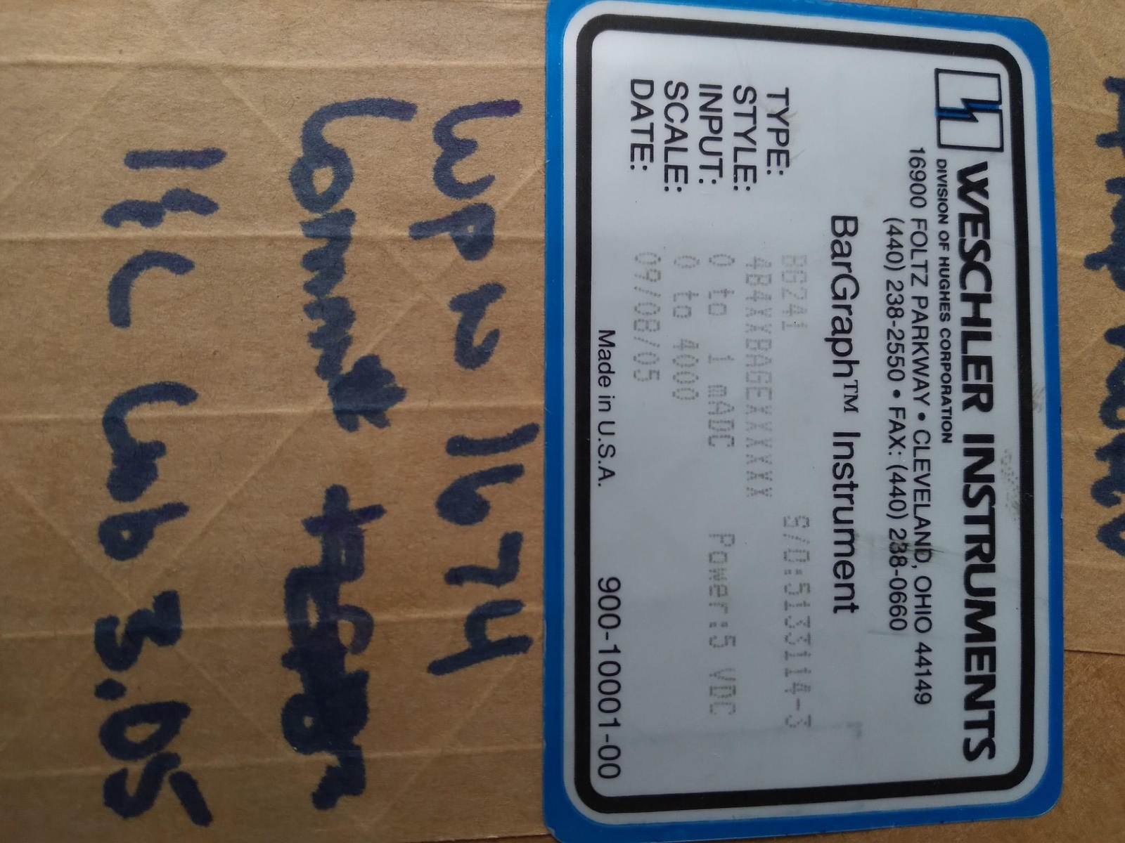 WESCHLER INSTRUMENTS BG241 0-10 MADC 5VDC 4B4XXBAGEXXXXXX