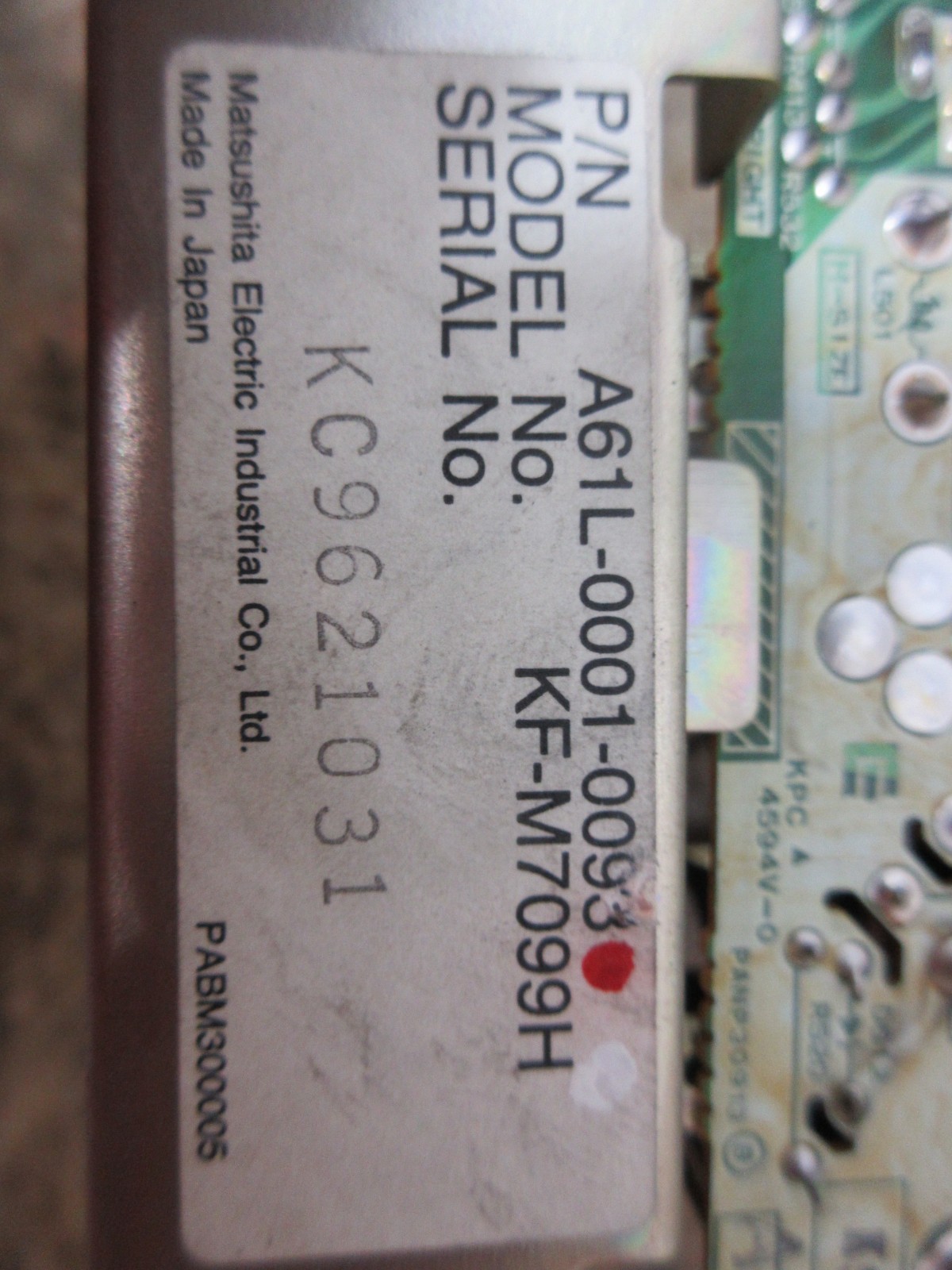 MATSUSHITA MONITOR LCD DISPLAY A61L-0001-0093 KM-MR099H