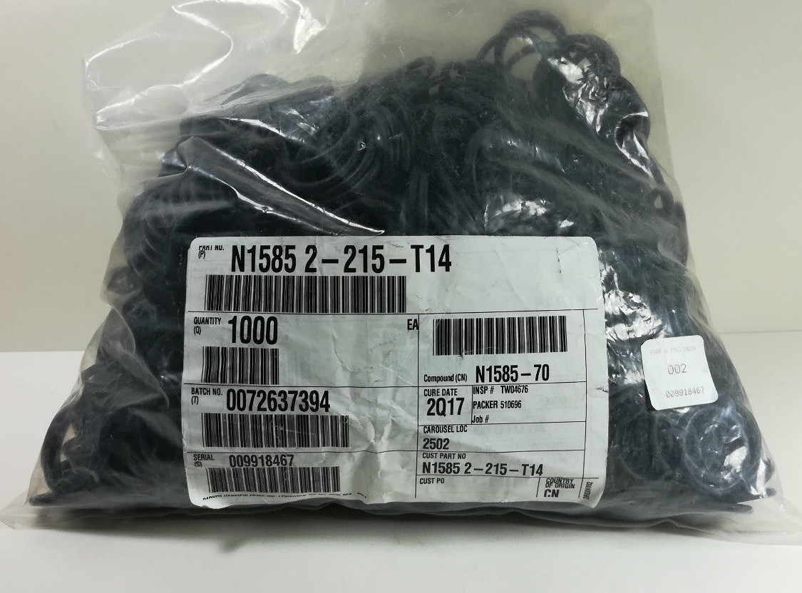 1000X Parker 2-215 O-Ring Compound N1585-70 1-1/16 x 1-5/16 x 1/8 Cure Date 2Q17