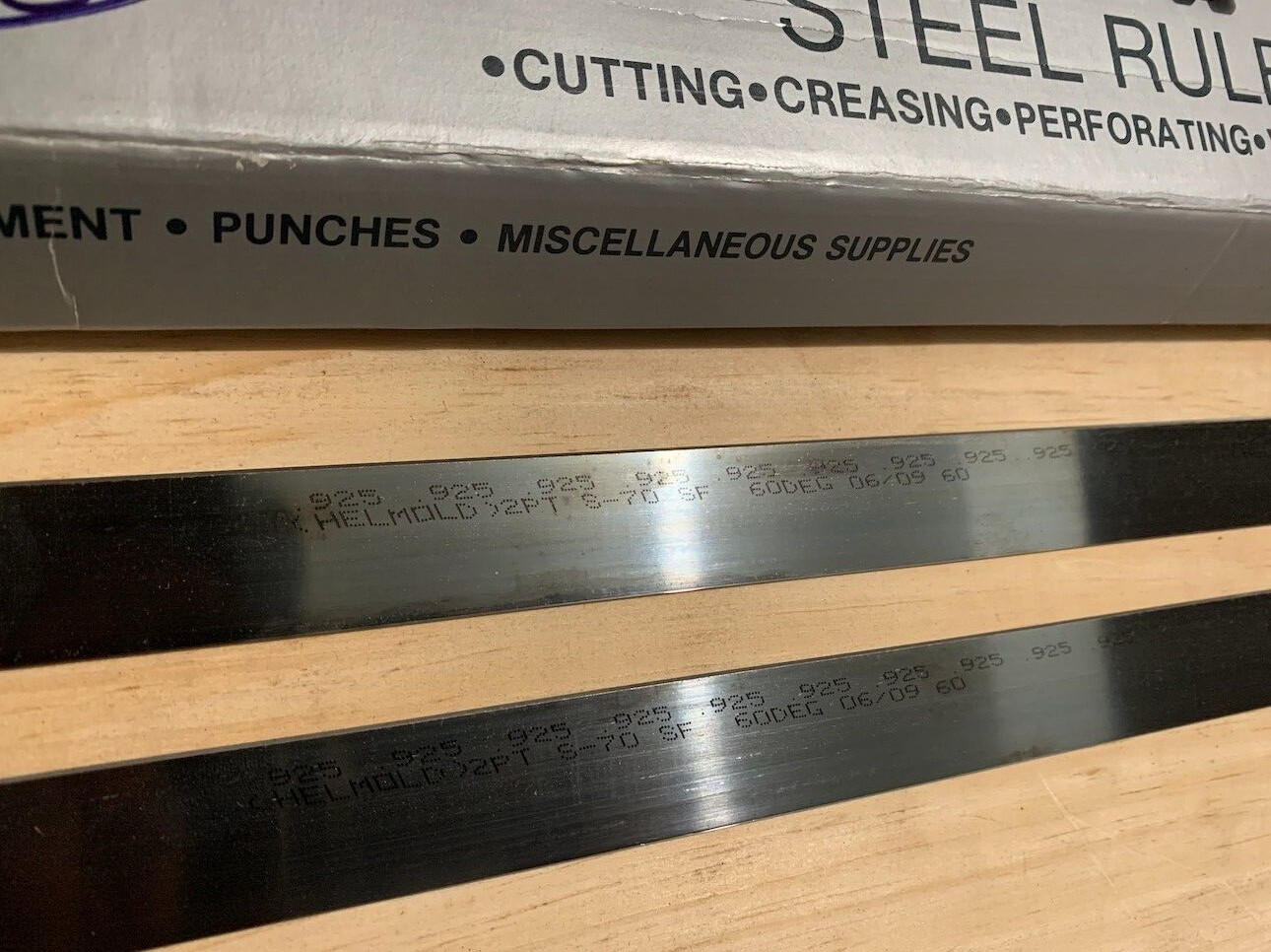 Helmold Steel Rule Die Material 2 PT 60 Degrees .925 30″ Lot of 5 MADE USA NEW