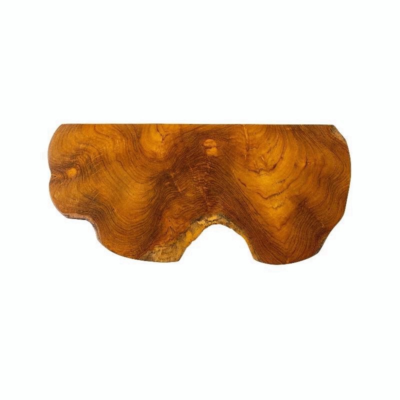 Reclaimed Teak Wood Live Edge Floating Wall Shelves Set of 3 Rustic Natural