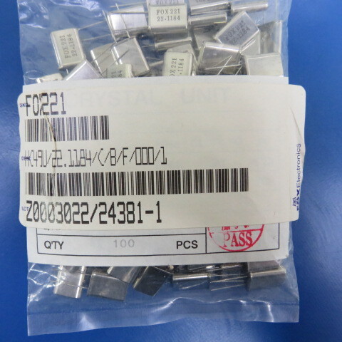 FOX ELECTRONICS FOX221 Qty of 5 per Lot HC49U/22.1184/C/B/F/000/1