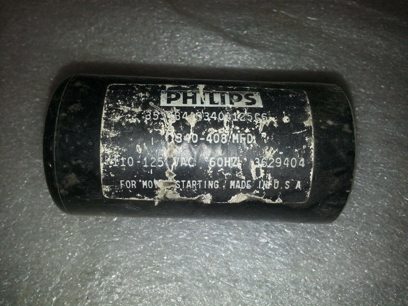 Philips 3629404 Motor Start Capacitor 340-408 MFD 110-125VAC 60Hz Electrical