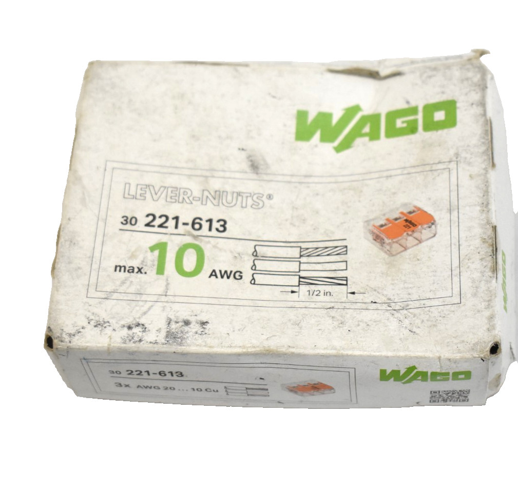 Lot of 30 Wago 221-613 Lever Nuts Pluggable Terminal Black 3 Position 20 AWG 41A