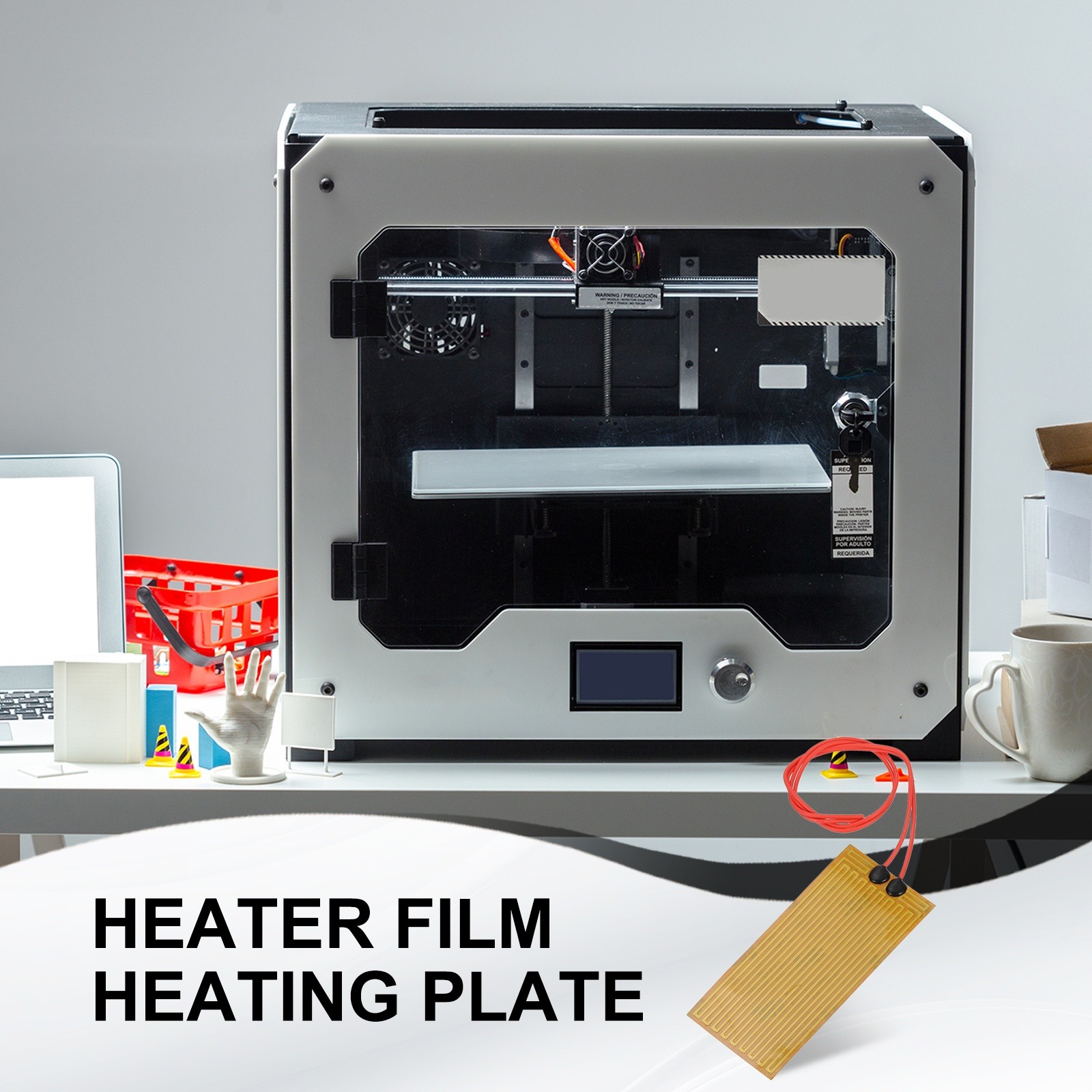8pcs Heater Film Heating Plate 30W 24V Polyimide Adhesive Heat Pad 100mmx45mm