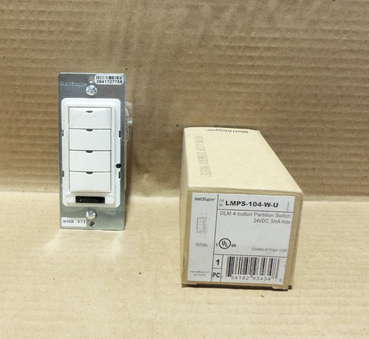 New Lutron LMPS-104-W-U DLM 4 Button Partition Switch 24Vdc 5mA Max
