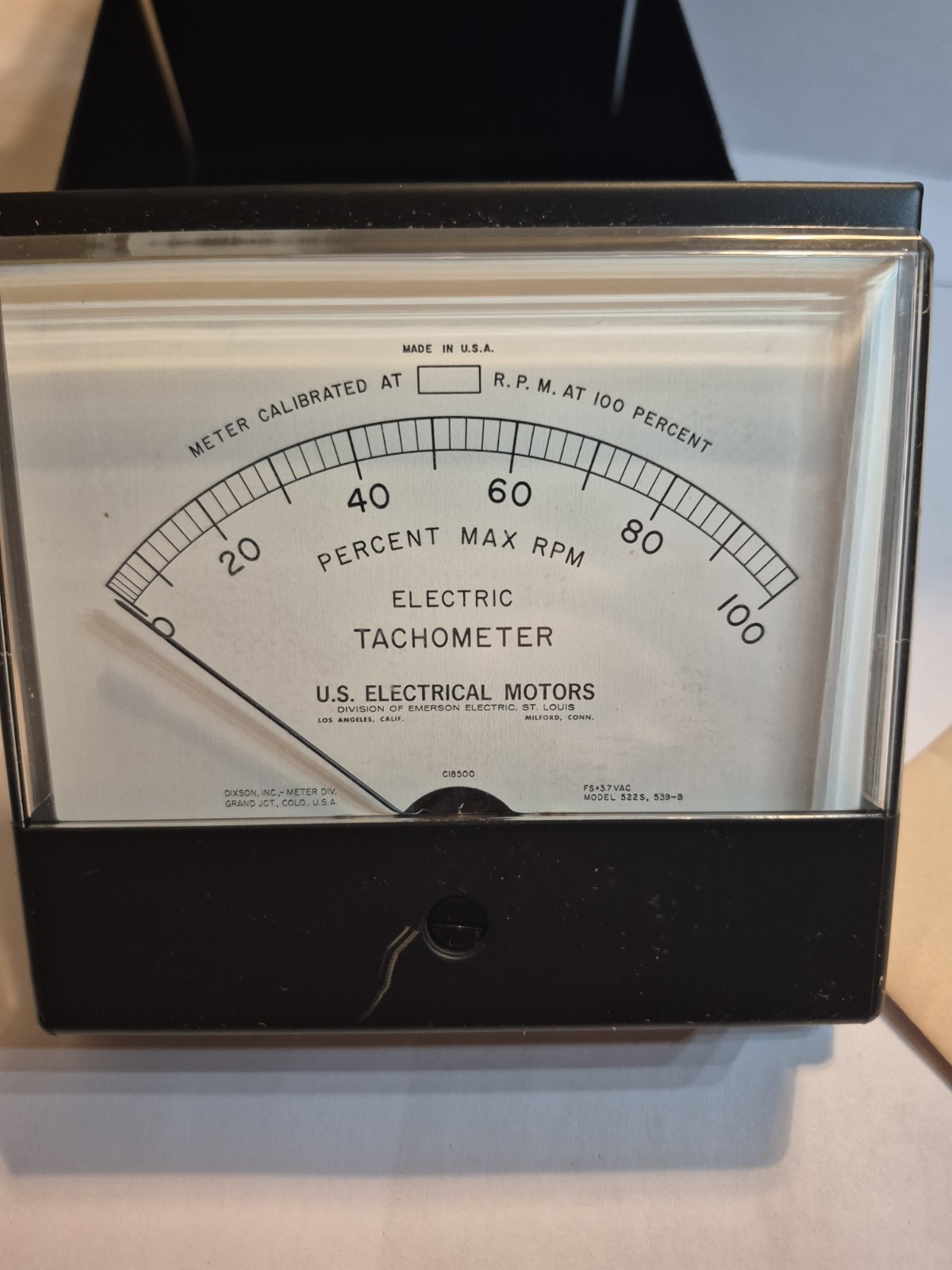 NEW US ELECTRICAL MOTORS 522.539C ELECTRIC TACHOMETER 0-100 RPM 37VAC