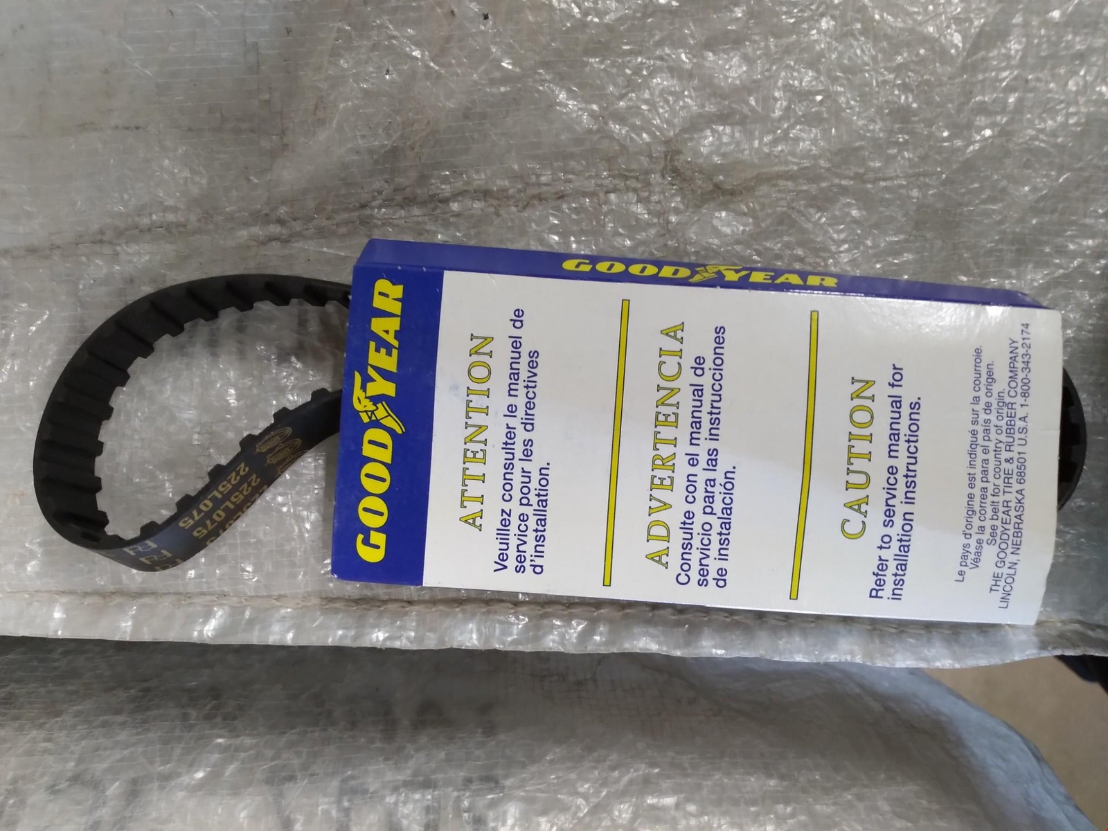 GOOD YEAR 225 L 075 INDUSTRIAL BELT GENUINE