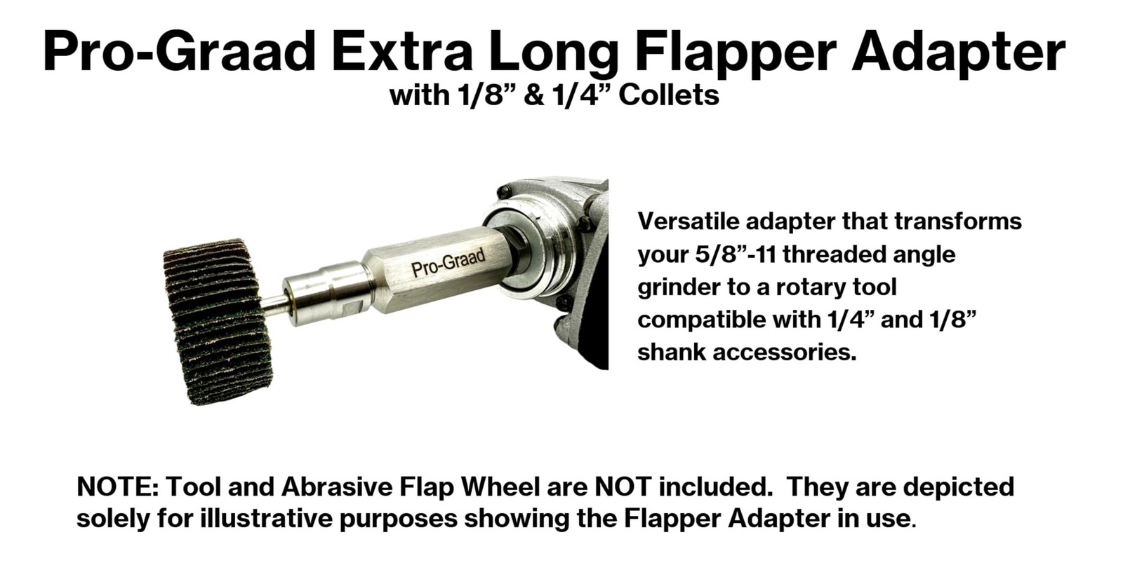 Pro-Graad Angle Grinder Flapper Adapter | 3-3/8” Extended Reach 5/8”-11…